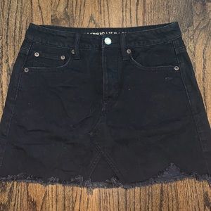 Black denim skirt